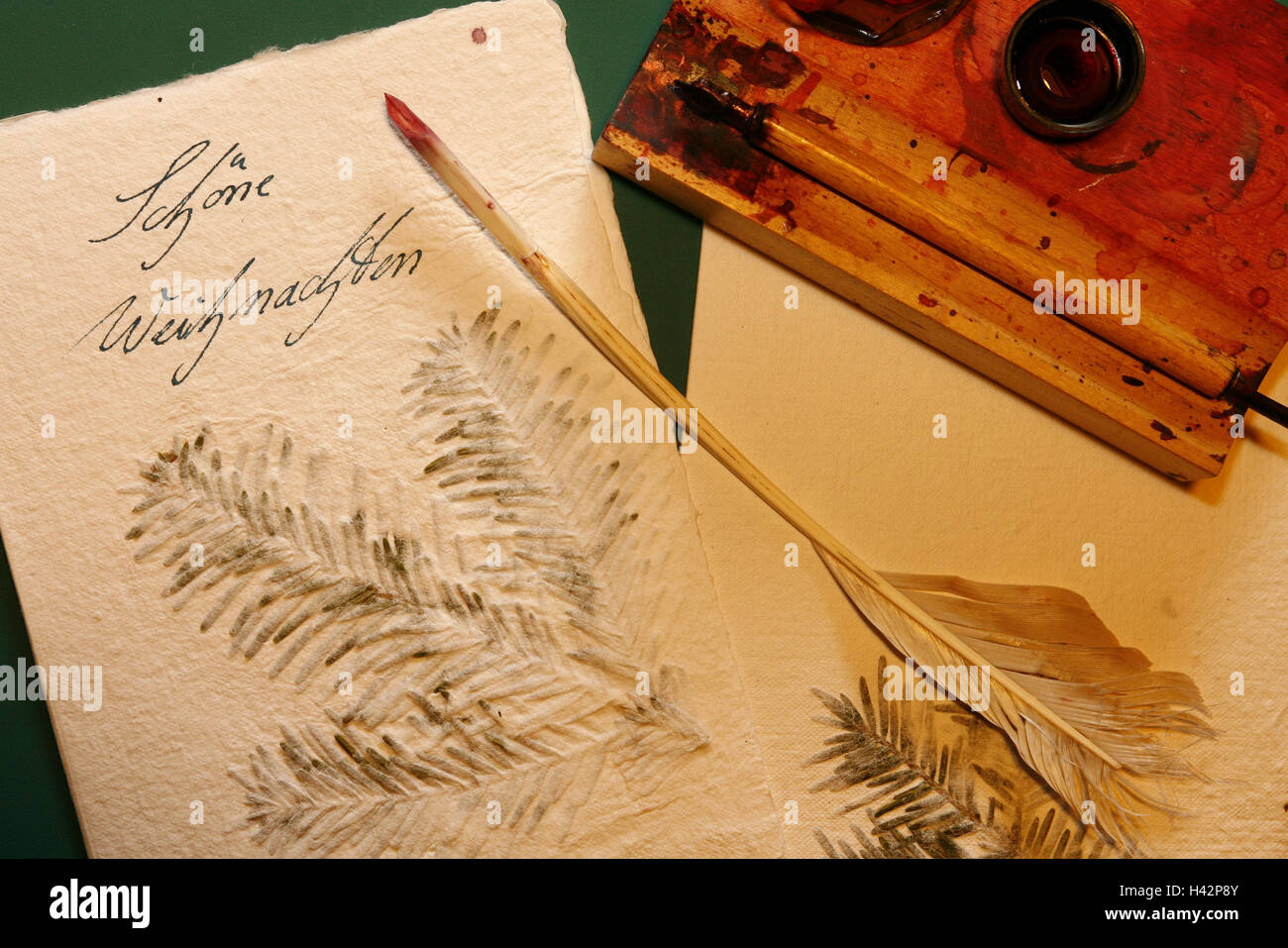Mano-scavato carta, auguri di Natale, Foto Stock