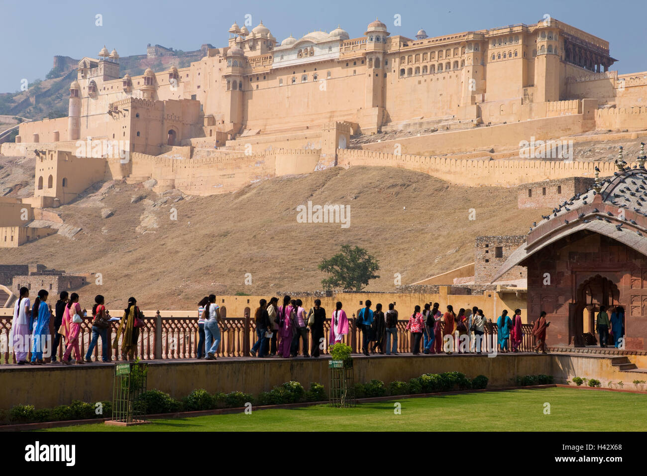 India Rajasthan, Jaipur, fort ambergris, visitatore che nessun modello di rilascio, Foto Stock