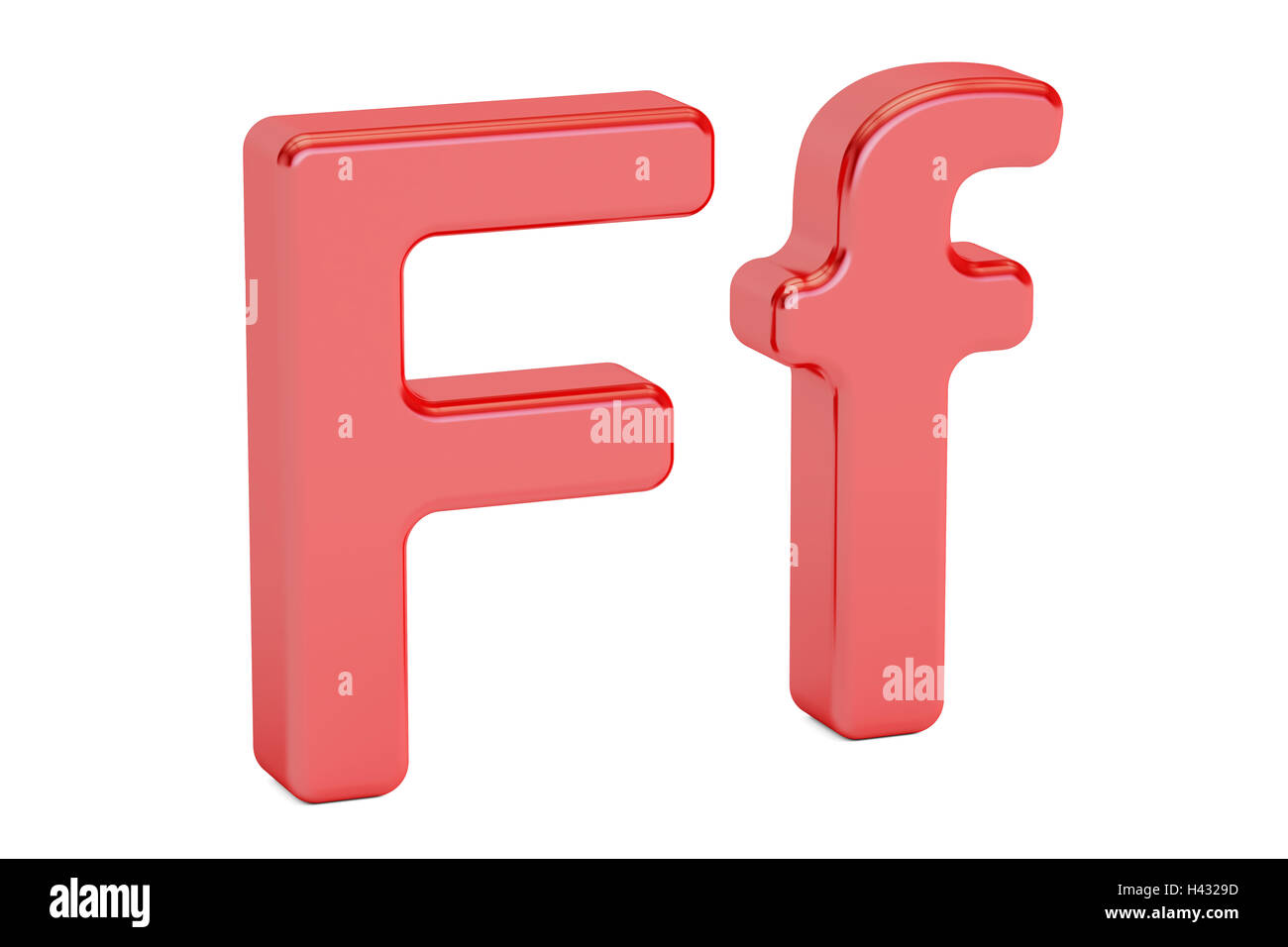 Inglese lettera F alfabeto, 3D rendering isolati su sfondo bianco Foto Stock