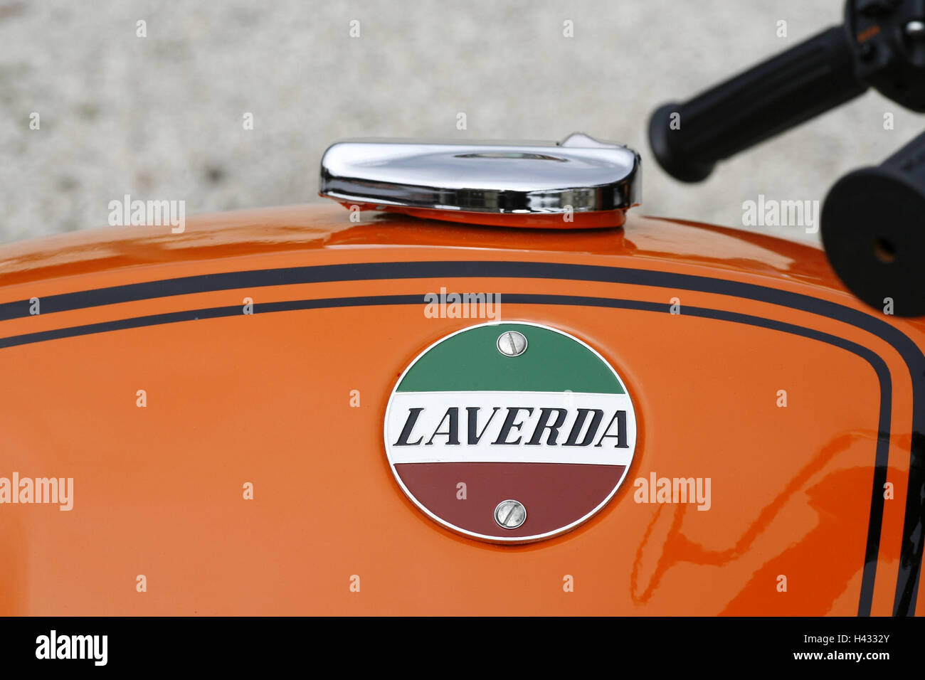Moto Laverda nel 1000 3C, Serbatoio, dettaglio, logo, corsa Foto Stock