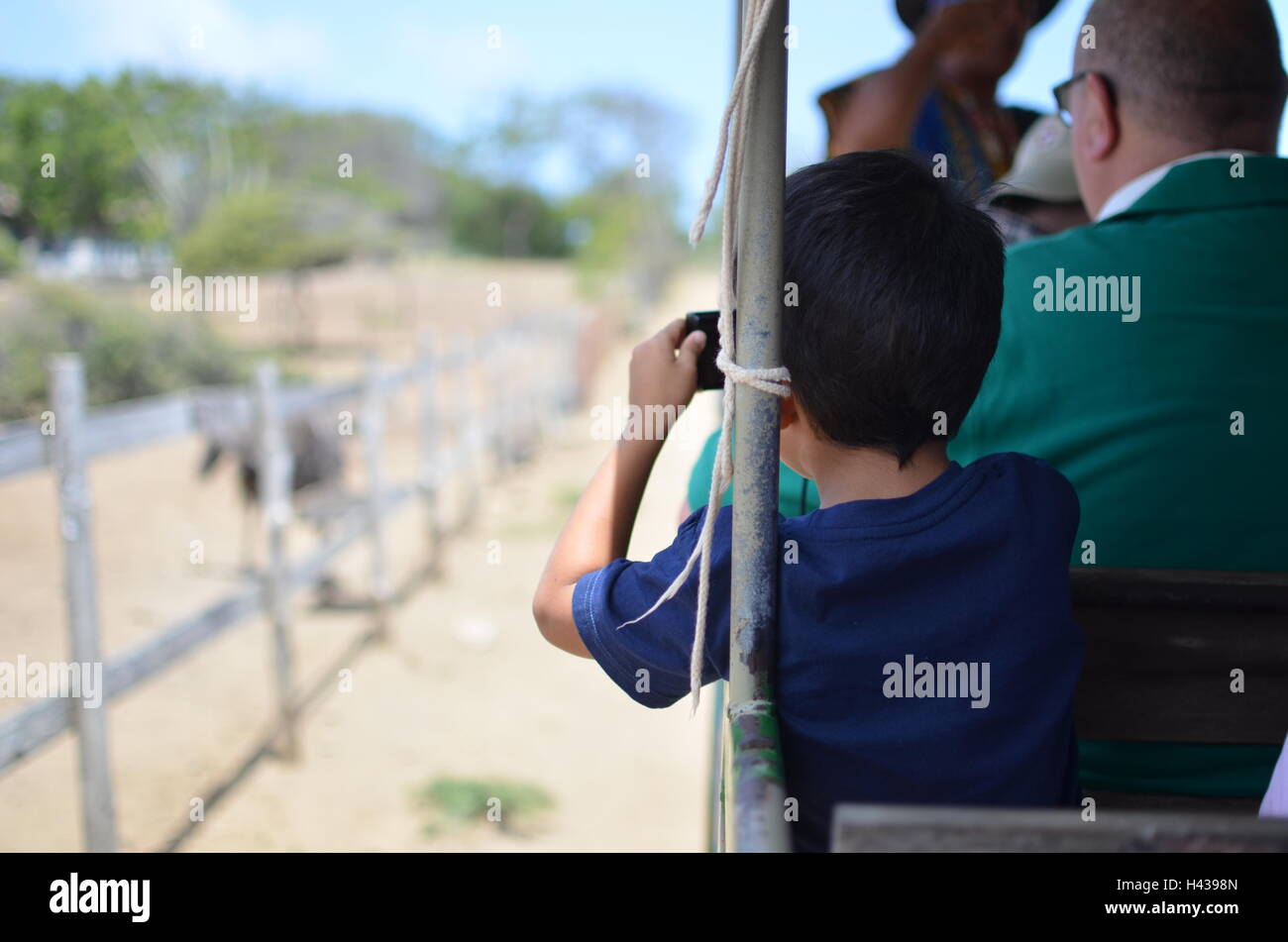 Boy in tour per scattare delle foto Foto Stock