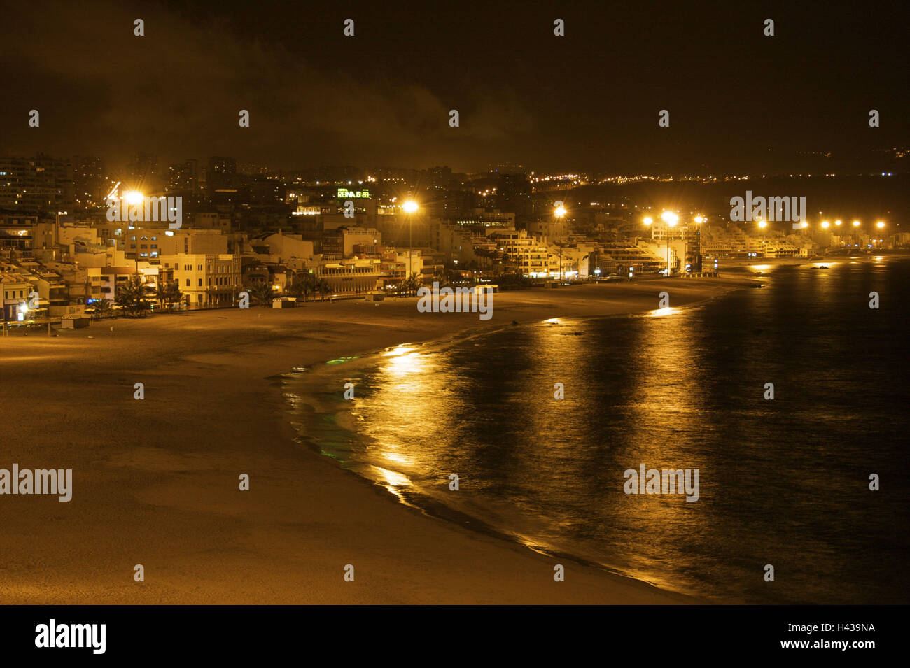 Spagna Isole Canarie, grana Canaria, lettura Plamas, Playa de leggere Canteras, spiaggia, di notte, Foto Stock