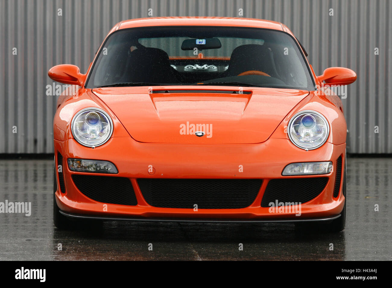 Auto Sportive, Porsche Gemballa, arancio, vista frontale, auto, Porsche Gemballa, lusso, nobilmente, esclusivamente, costoso, veicolo, auto di lusso, automobilismo, car design, Foto Stock