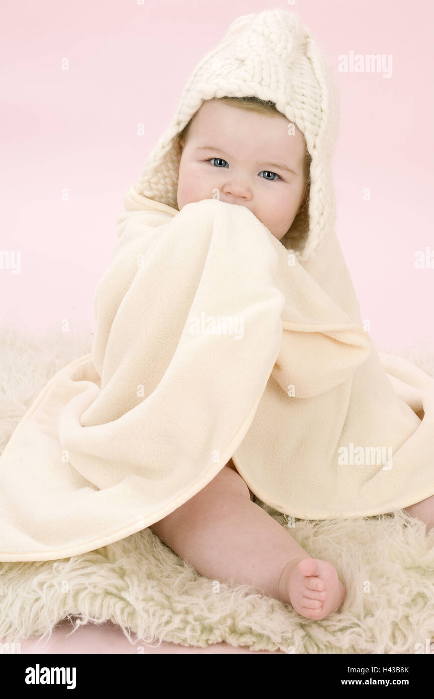 Baby, nudo, cappuccio cavo, a soffitto Foto Stock