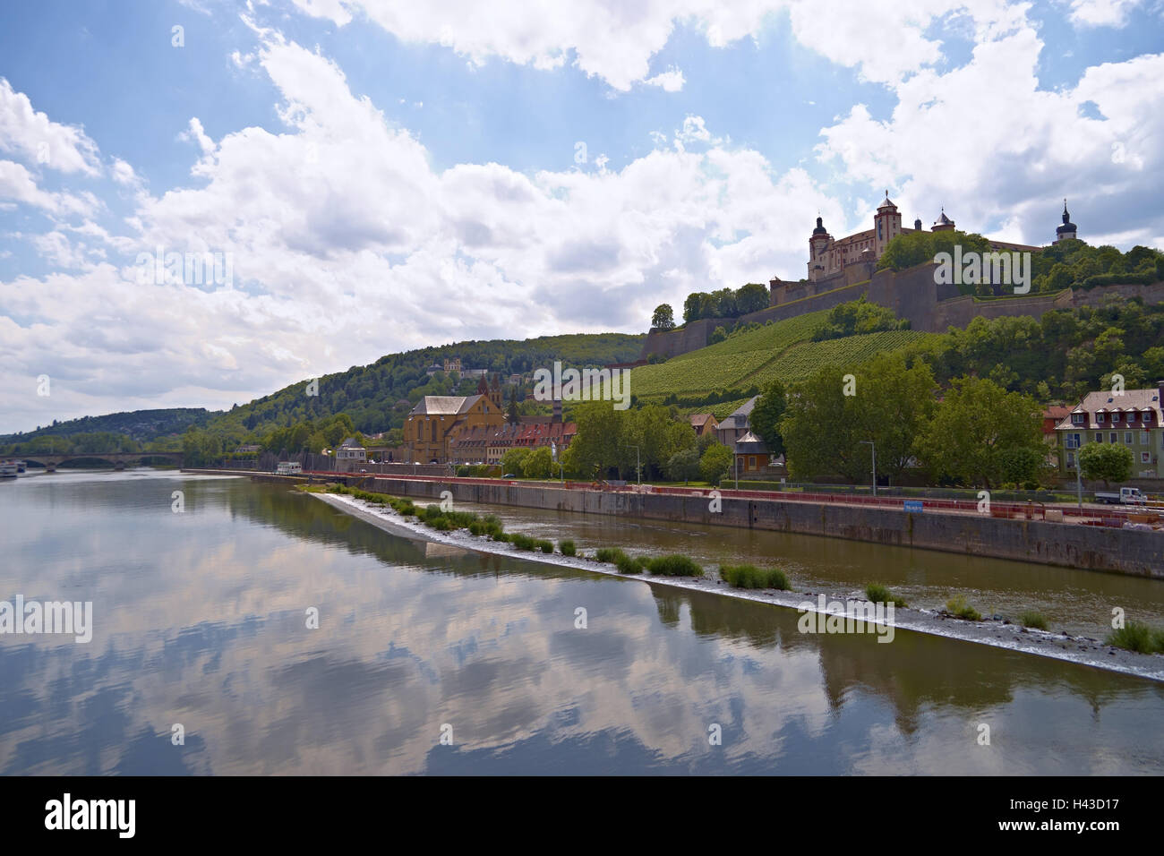 In Germania, in Baviera, Wurzburg, vista città, fortezza, Marien di montagna, Fiume Main, storicamente, montagna, castello, alberi, Europa fortezza, Fiume, case, il principale, Marien di montagna, bloccare, estate, UNESCO UNESCO-patrimonio culturale mondiale, vino, viticoltura, Foto Stock