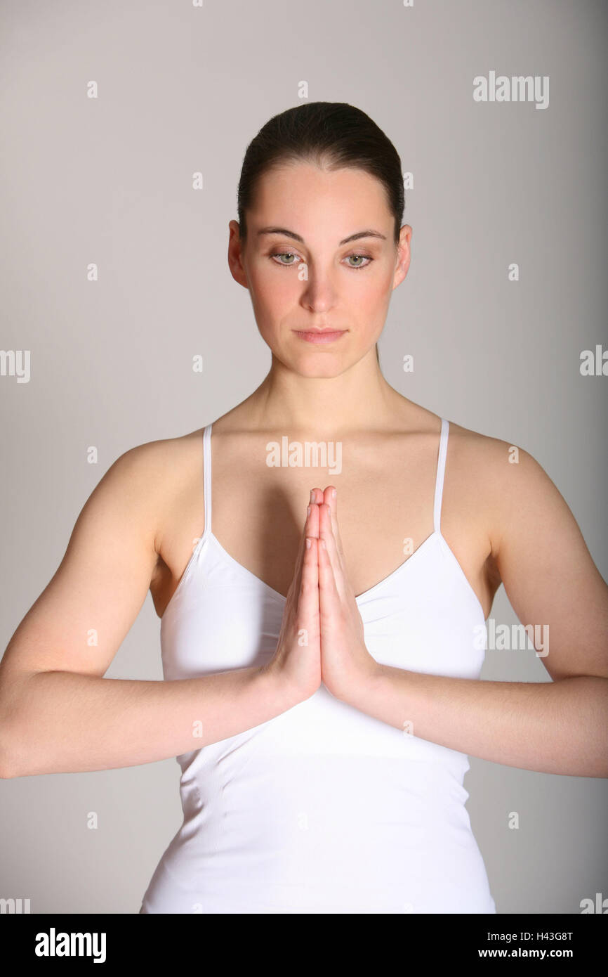 Donna, giovane, esercizi yoga, ritratto, Foto Stock