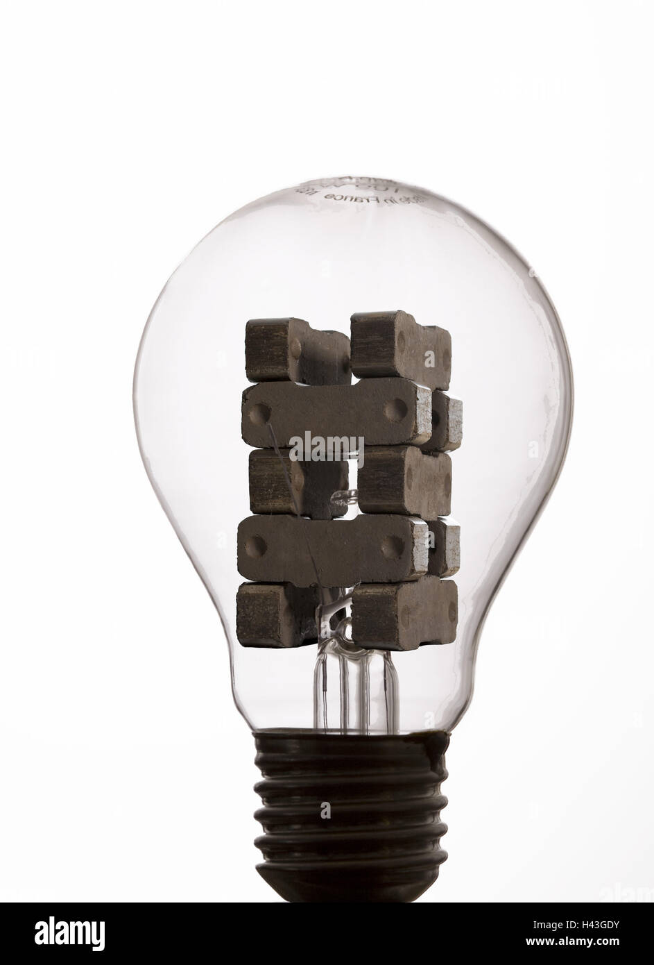 Lampadina, bricchetta, simbolo, costi energetici Foto Stock