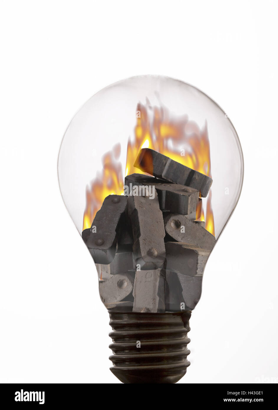 Lampadina, bricchetta, simbolo, costi energetici Foto Stock