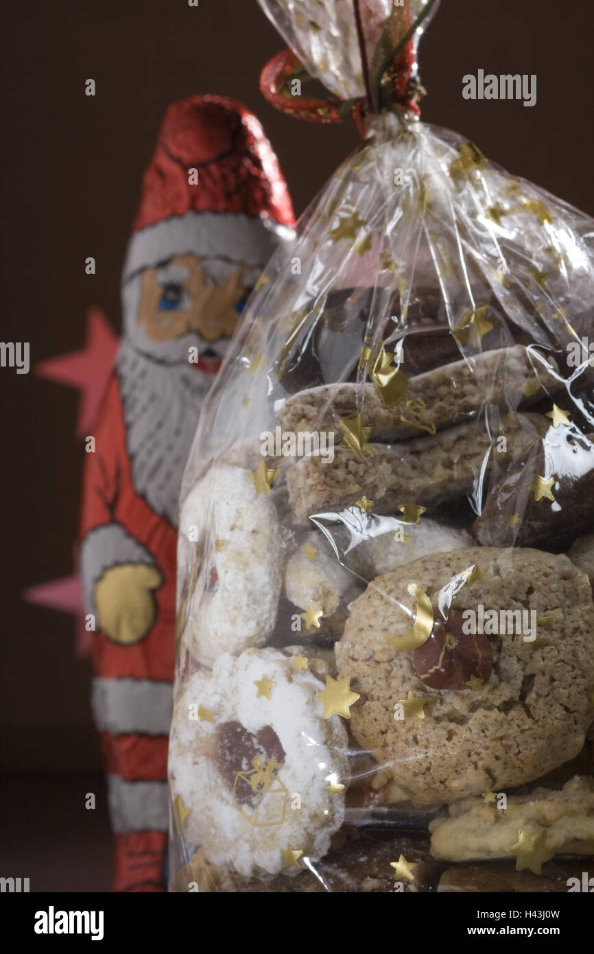 Torta di Natale, Santa, cuocere, Natale, cibo, dolcezza, torte, biscotti, biscotto di Natale, stuzzichini, dare via, Busta, cioccolato Nicholas, Foto Stock