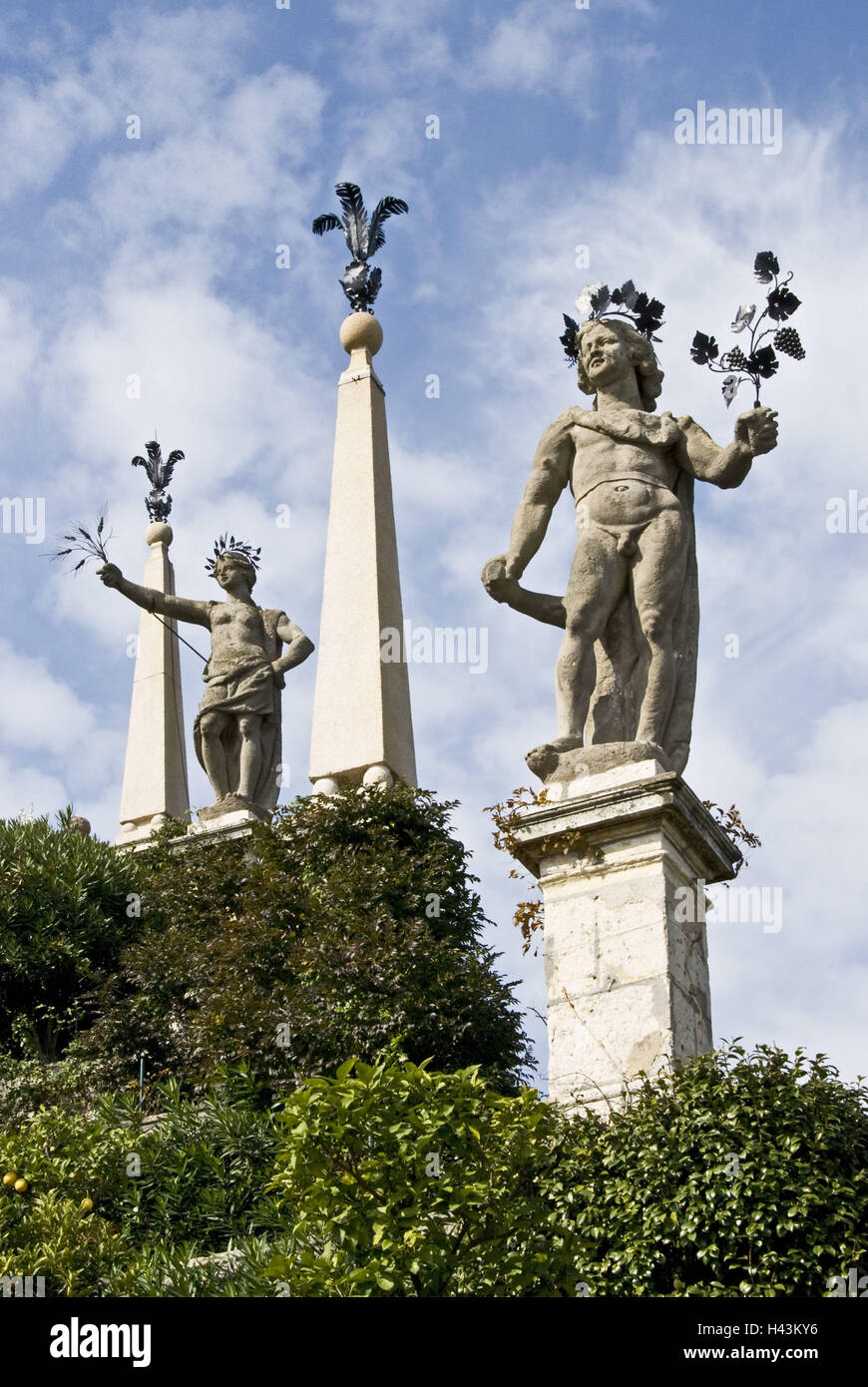 L'Italia, Lago Maggiore, Isola Bella, giardino, cari giardino, statue, Foto Stock