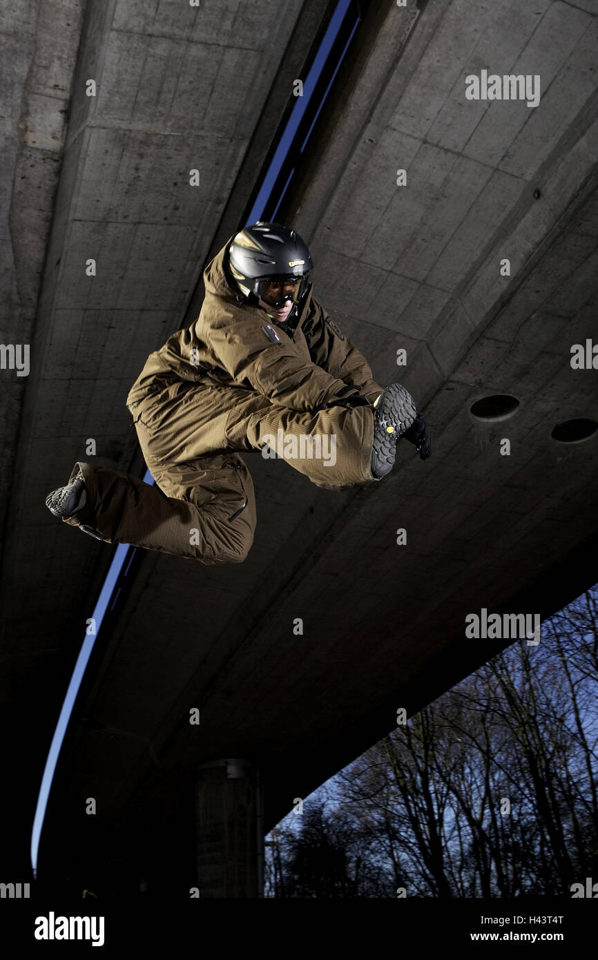 Adolescente, freestyle, movimento senza gli sci, Foto Stock