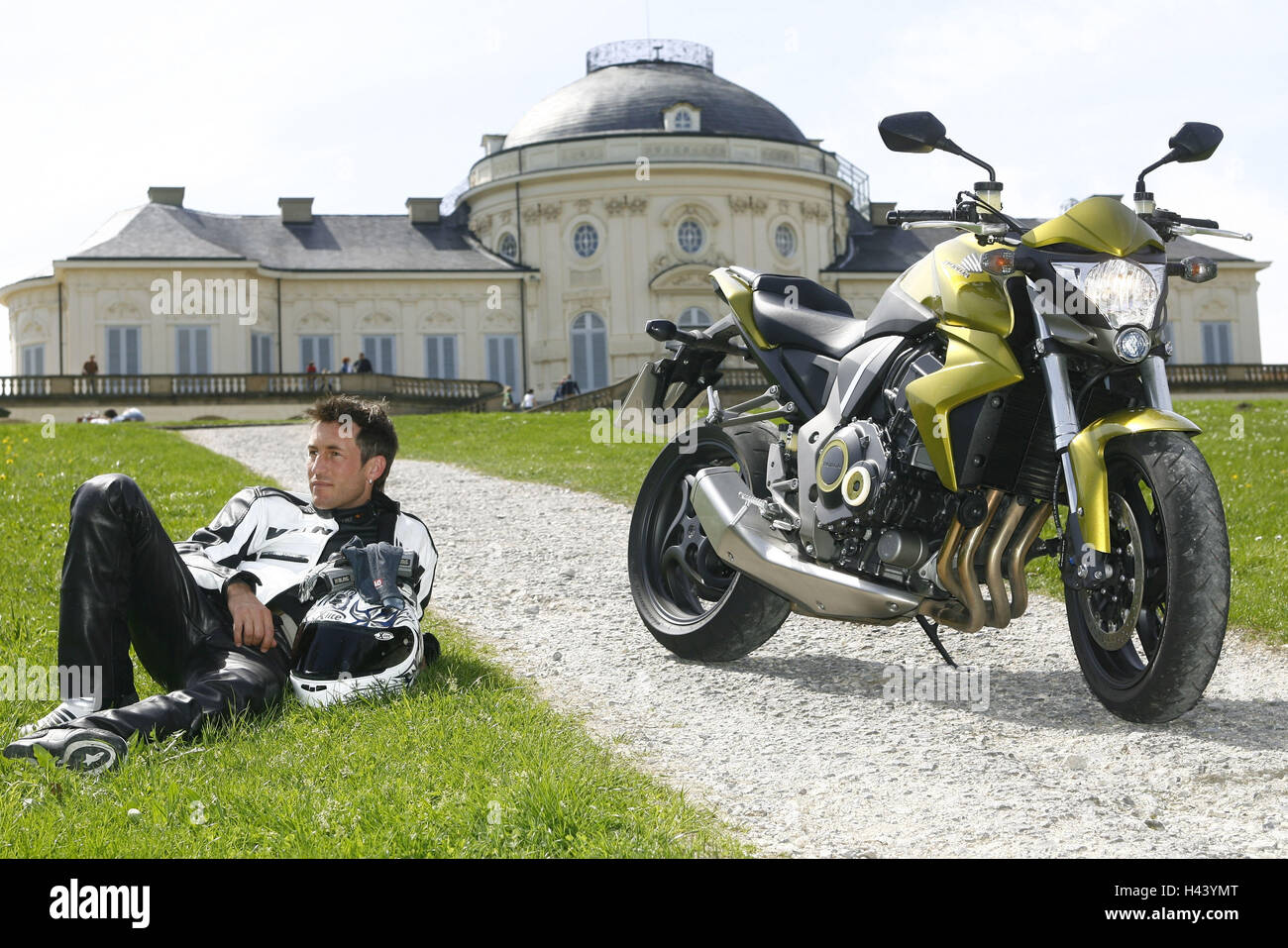 Honda CB 1000 R, parco, driver, break, prato, castello Solitude, Foto Stock