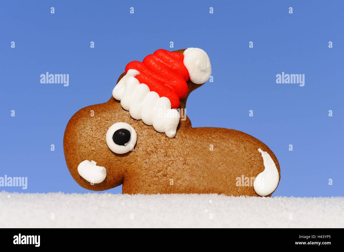 Gingerbread titolare di pensione o di rendita, Santa's hat, neve, cielo, Foto Stock