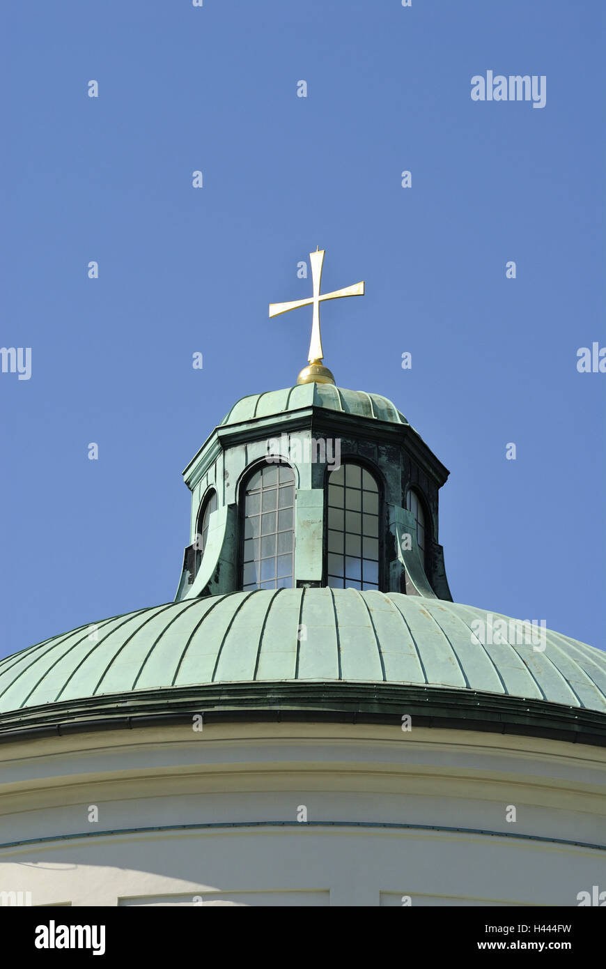 Il cimitero di EST, Aussegnungshalle, a cupola, croce, cielo, in Germania, in Baviera, Baviera, Monaco di Baviera, Foto Stock