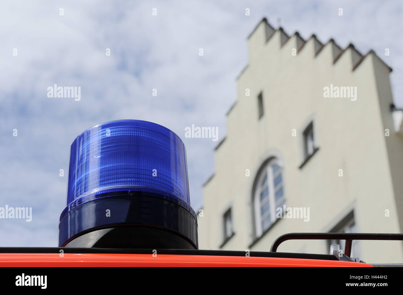 La luce blu, edificio, facciata, dettaglio, nuvole, cielo blu, Foto Stock
