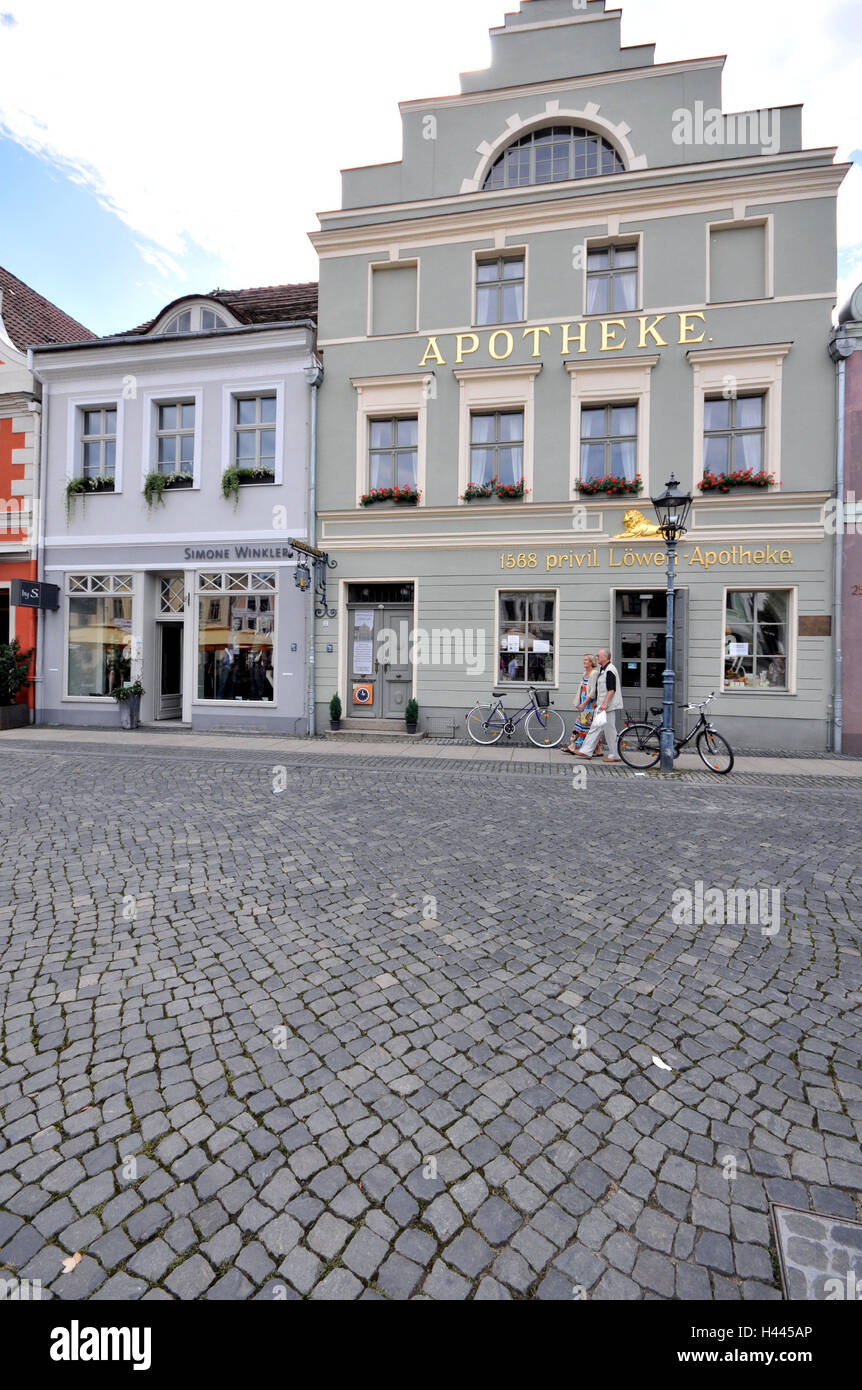 Farmacia, il vecchio mercato, Cottbus, Brandeburgo, Germania, Foto Stock