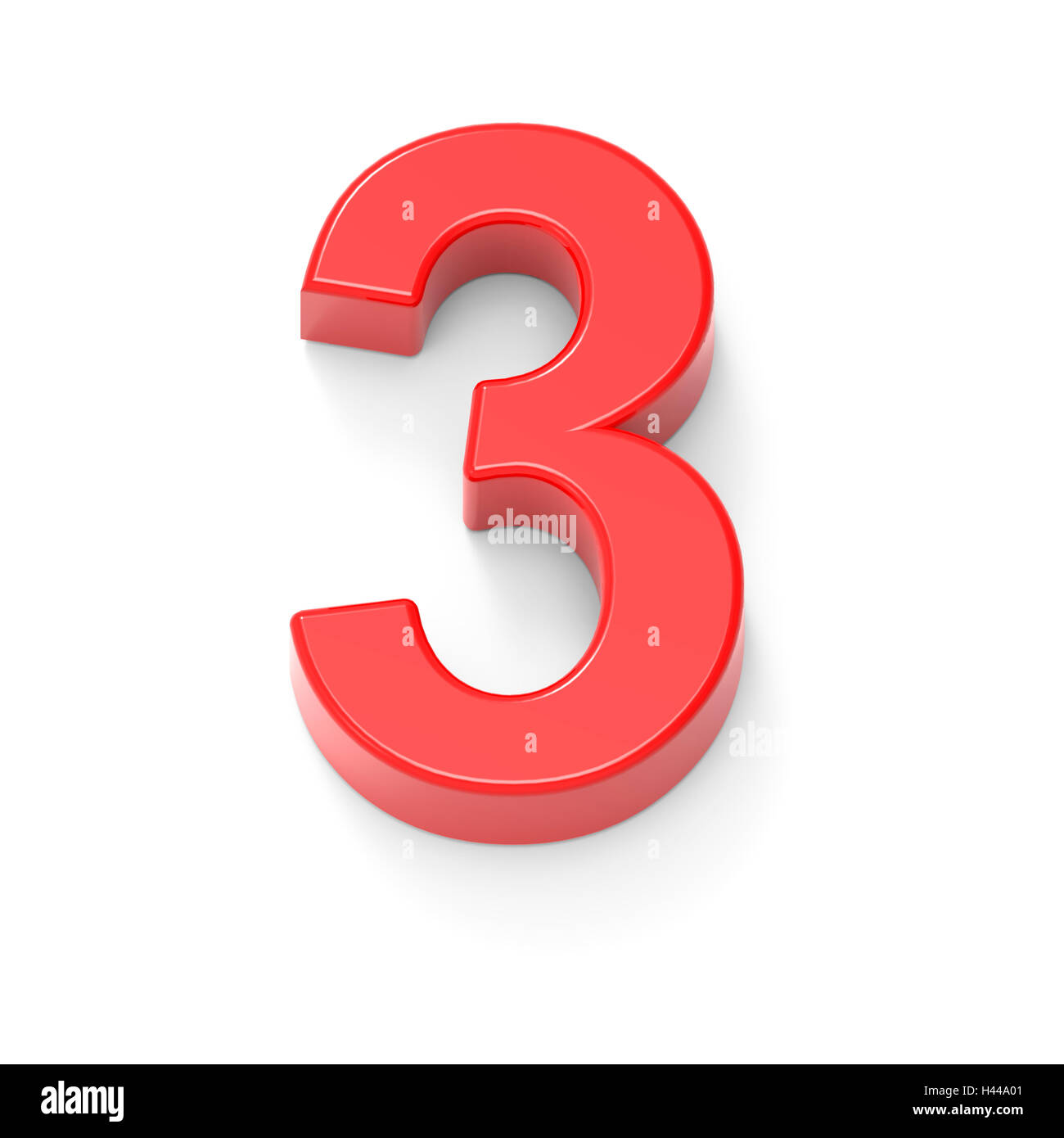 Rosso chiaro numero 3, rendering 3D graphic isolati su sfondo bianco Foto Stock