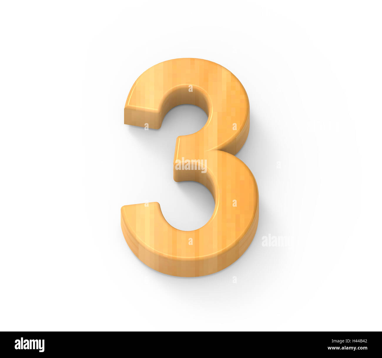 Color legno numero 3, rendering 3D graphic isolato sfondo bianco Foto Stock