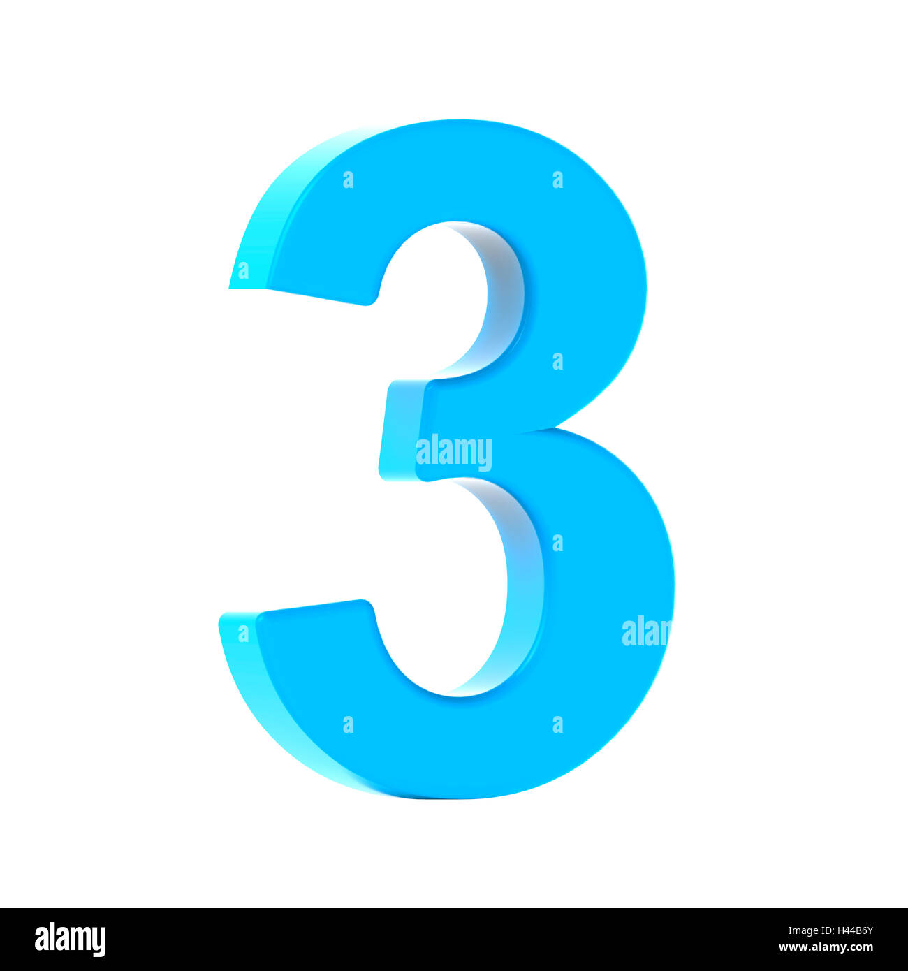 3d sinistra luce pendente blu numero 3, rendering 3D graphic isolato sfondo bianco Foto Stock