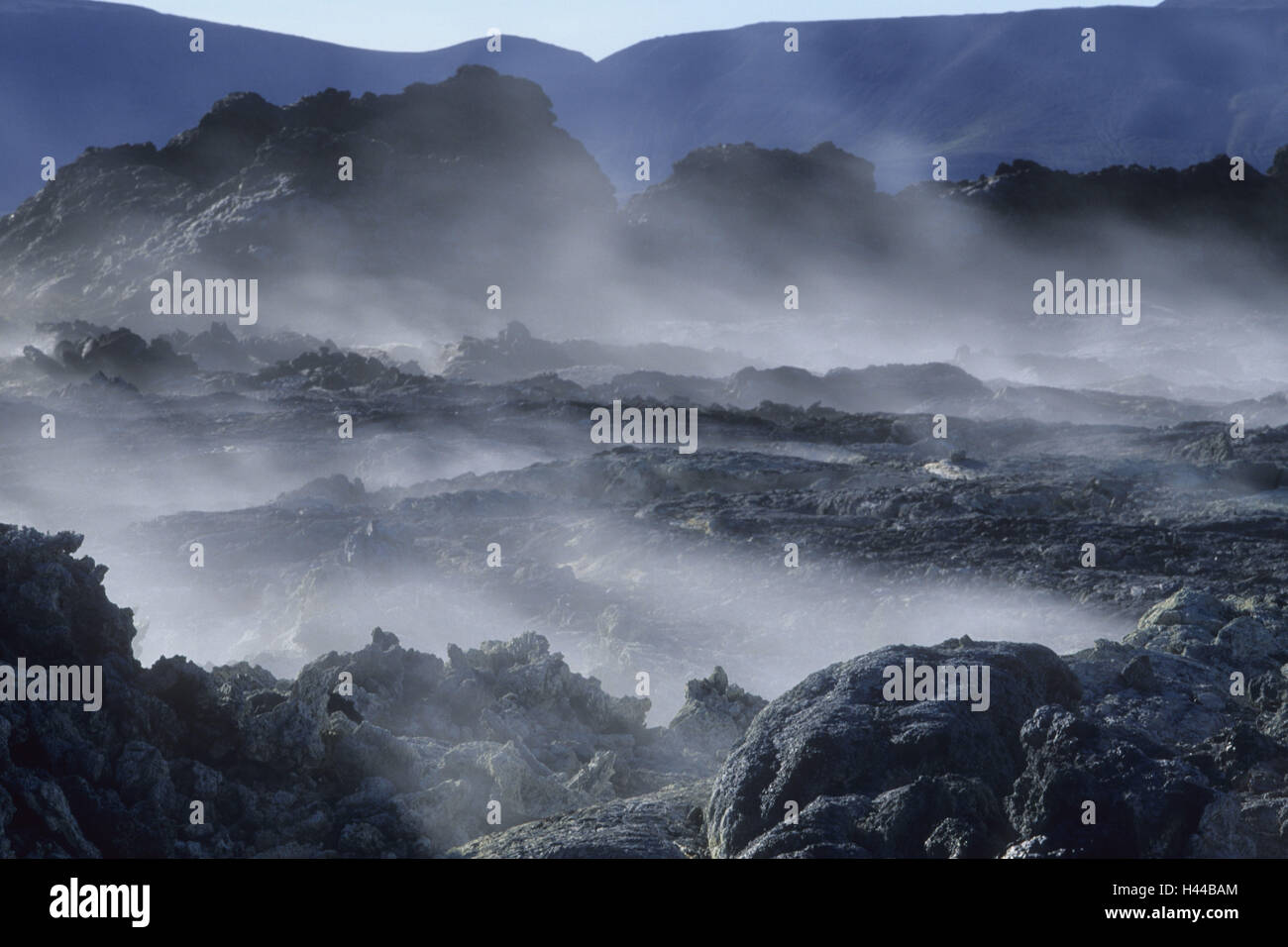 L'Islanda, il nord, Krafla, vulcano, vapori di zolfo, campo di lava, attivamente, Foto Stock