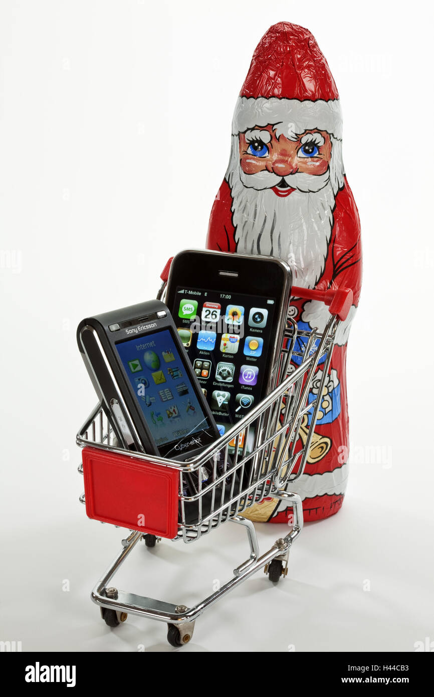 Il cioccolato Nicholas, carrello, telefono cellulare, Foto Stock