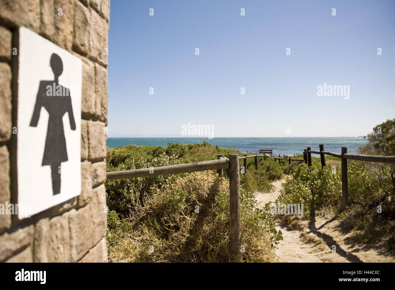 Sud Africa, west cape, cape mezza isola, Pringle Bay, pietra muro difensivo, icona, ladies room, Foto Stock