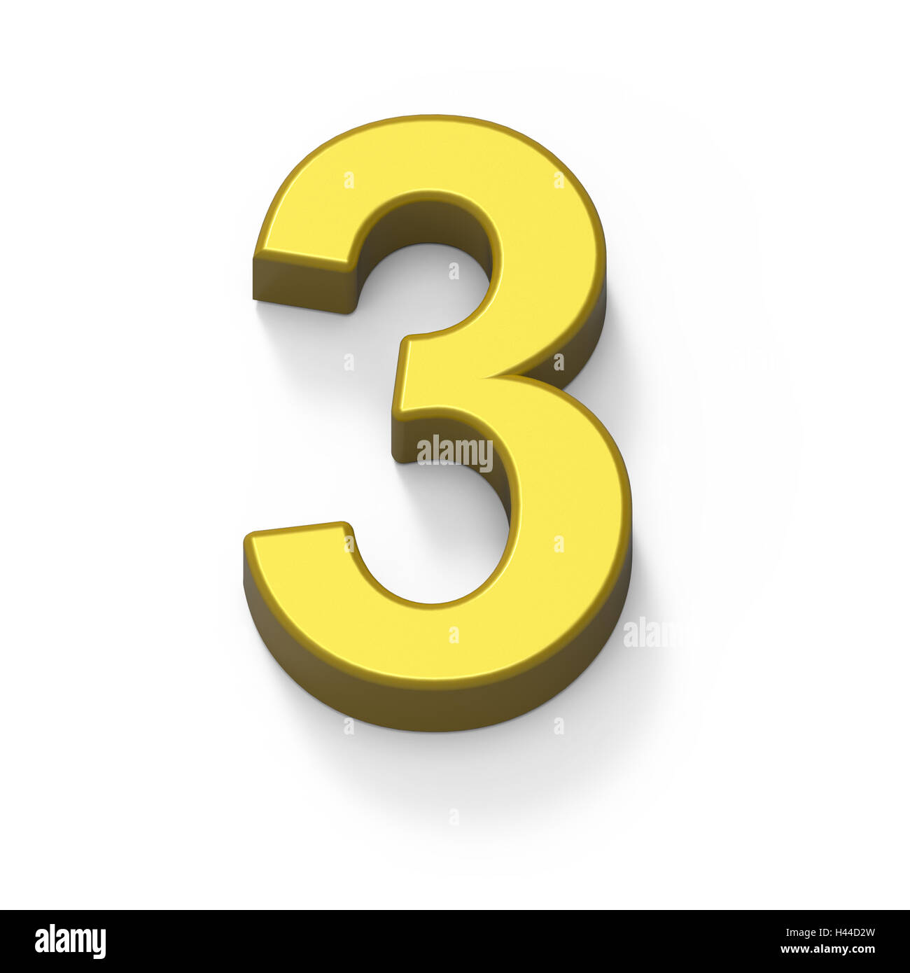 3d oro opaco numero 3, rendering 3D graphic isolato sfondo bianco Foto Stock