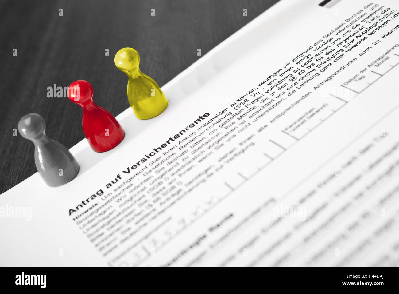 Applicazione per la persona assicurata la pensione, riproduzione di pezzi, Foto Stock