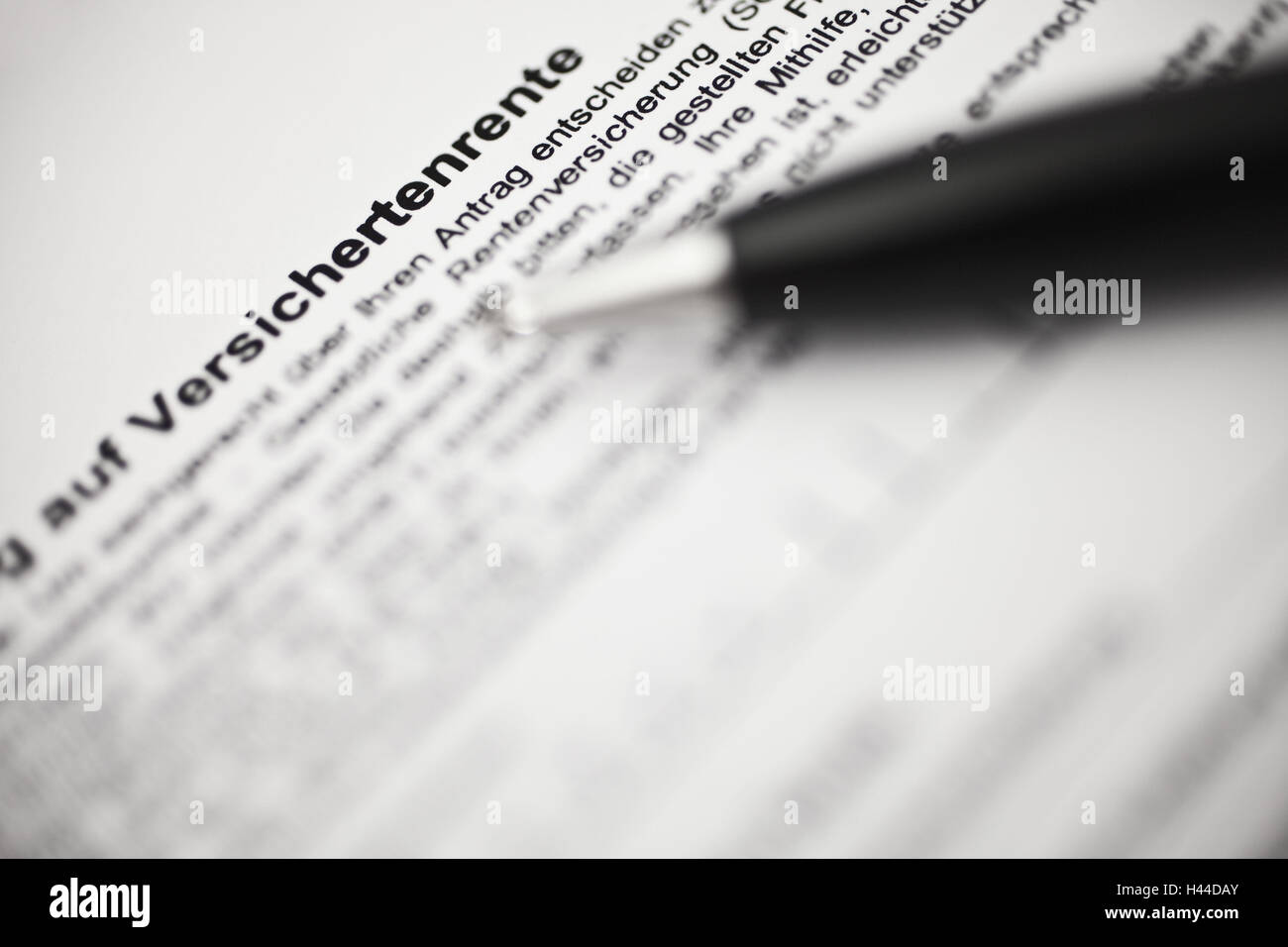 Applicazione, persona assicurata la pensione, compilazione, dettaglio Foto Stock