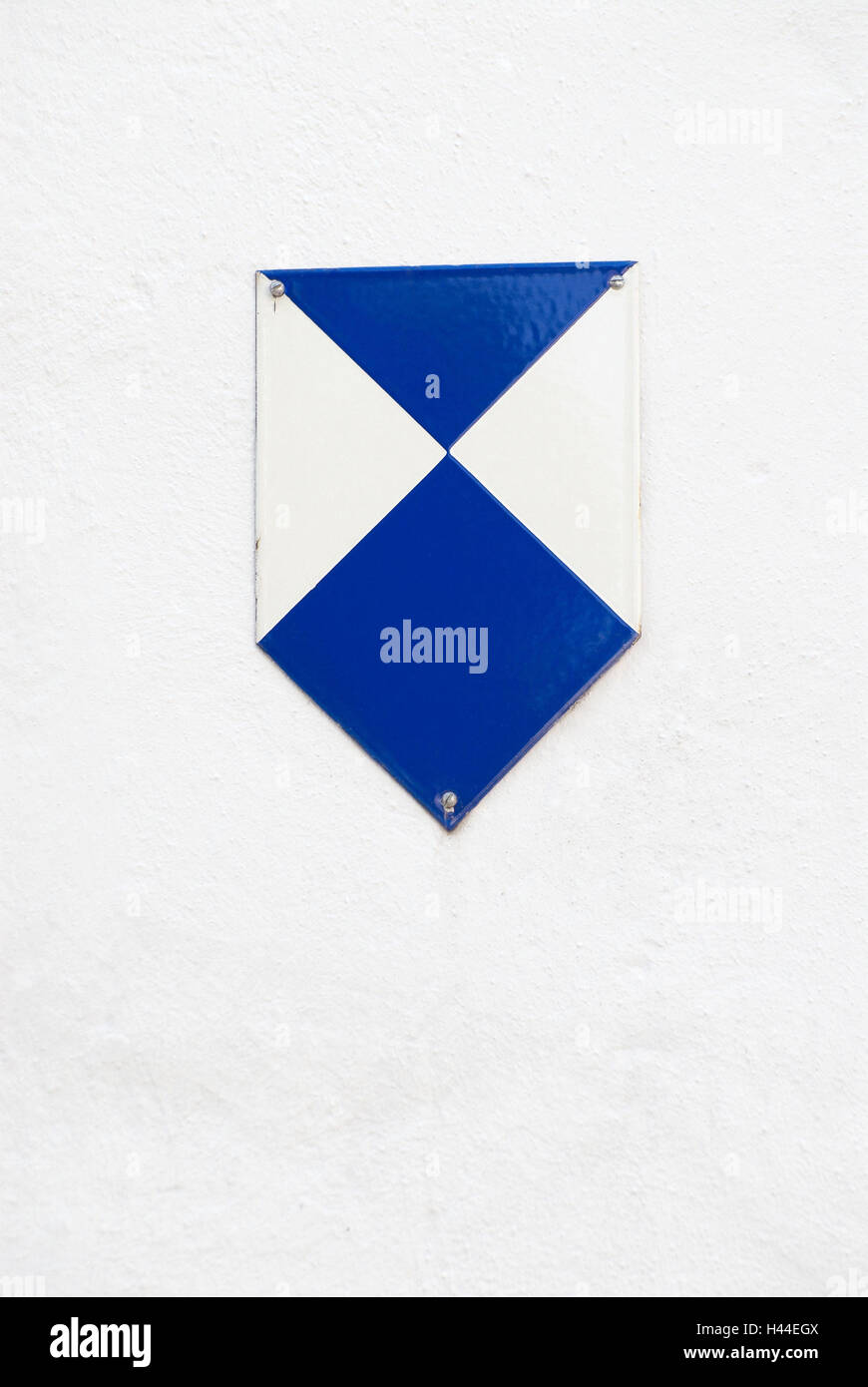 La conservazione dei monumenti e degli edifici storici, segno, parete, blu, bianco Foto Stock