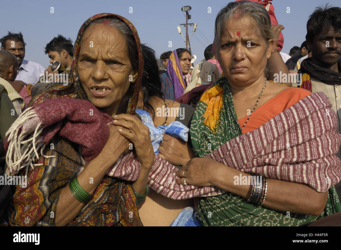 India, Uttar Pradesh, di Allahabad, Kumbh Mela, donne, seriamente, ritratto, Foto Stock