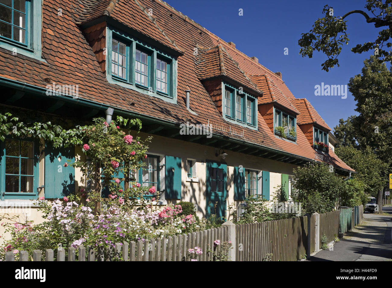 In Germania, in Sassonia, Dresda, in direzione di Hellerau;, case nella città giardino, Foto Stock