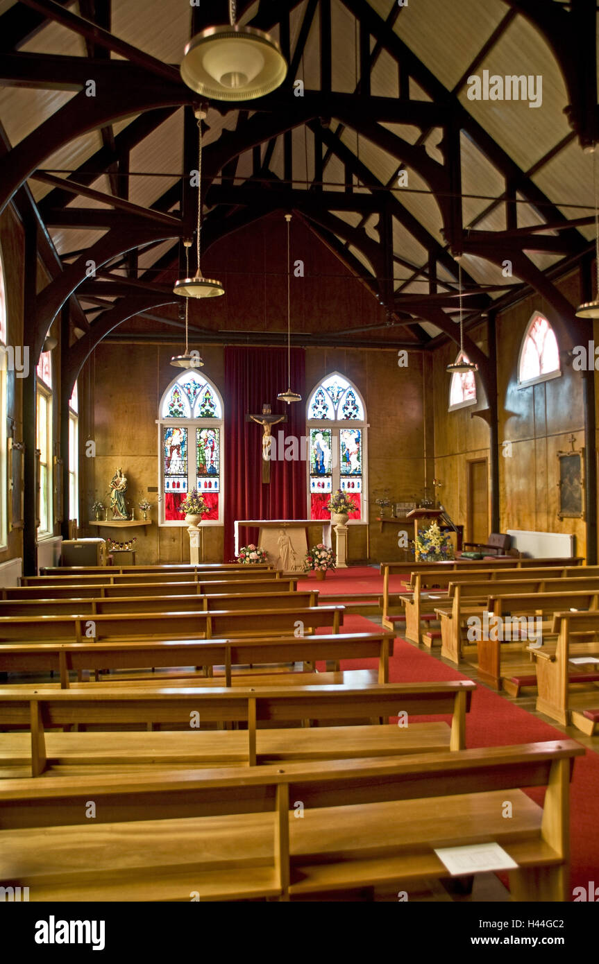 Gran Bretagna, Isole Falkland Port Stanley, chiesa di St. Mary's, interna Foto Stock
