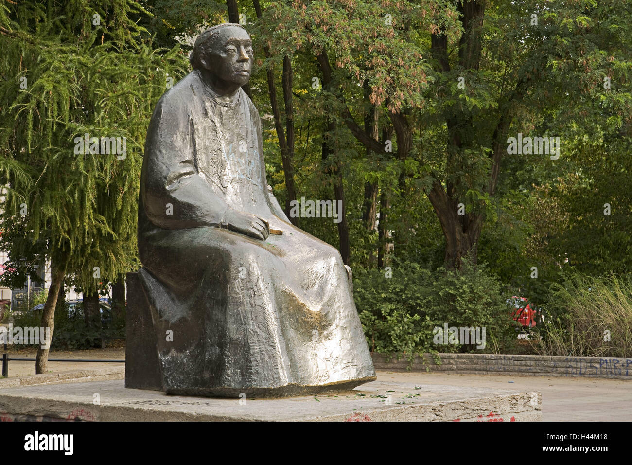Germania, Berlino Prenzlauer mountain, monumento, Kate Kollwitz, città capitale, luogo di interesse, cultura, arte, San arte, statua, il monumento in bronzo, statua in bronzo, scultura, monumento, spazio, artista al di fuori, deserte, Foto Stock