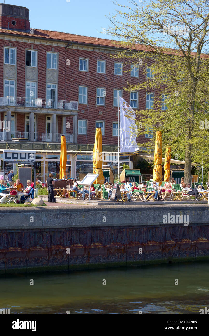 Germania, SCHLESWIG-HOLSTEIN, Kiel, Oslo quay, 'café Louf ', Foto Stock