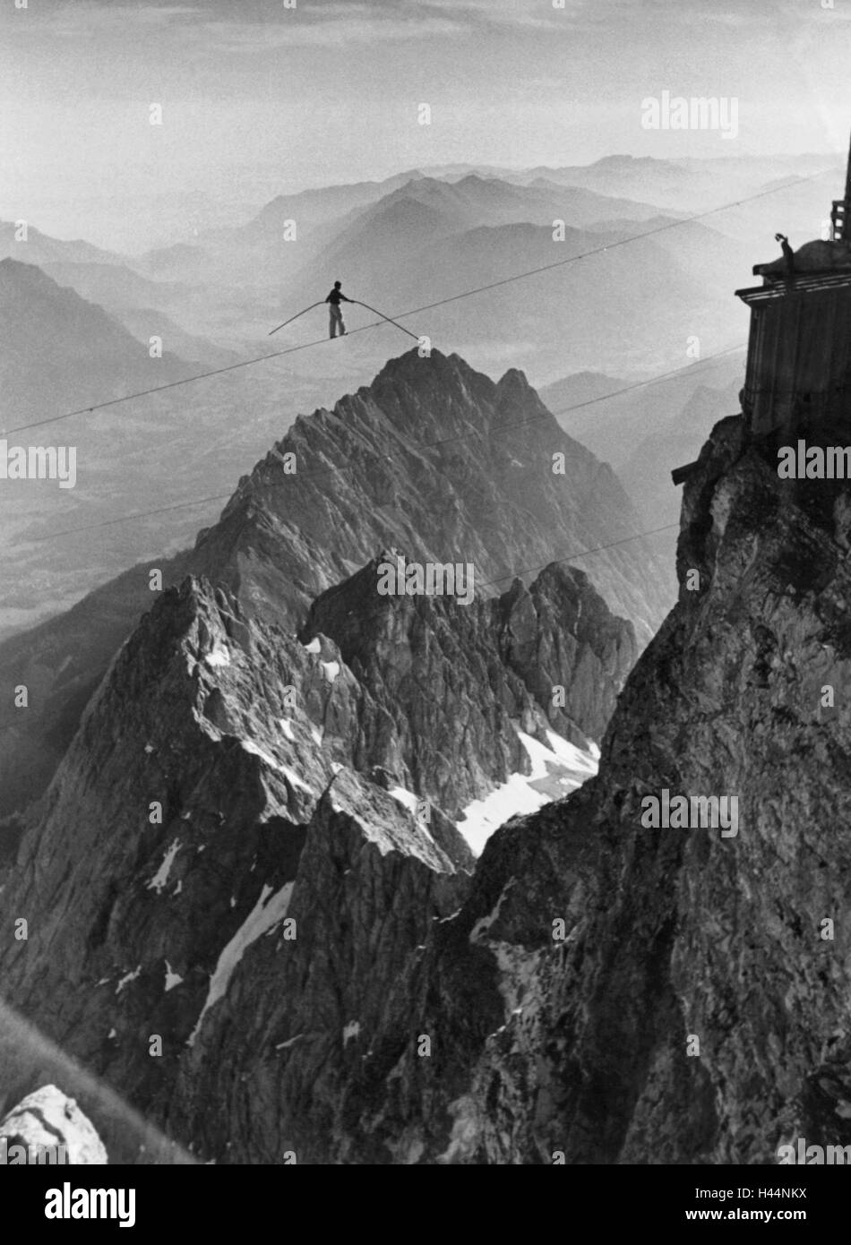 Austria, Cresta Ovest, Tightrope, Zugspitze, Sigwart Klotzbach bilanciamento, Foto Stock