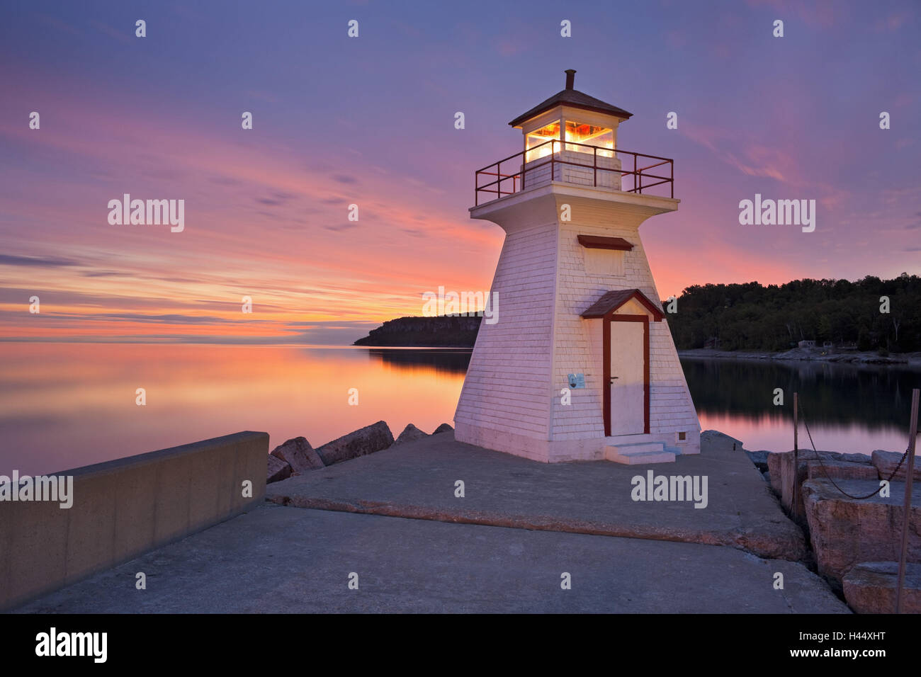 Canada Ontario, Bruce Peninsula, testa di leone, faro, atmosfera serale, Foto Stock