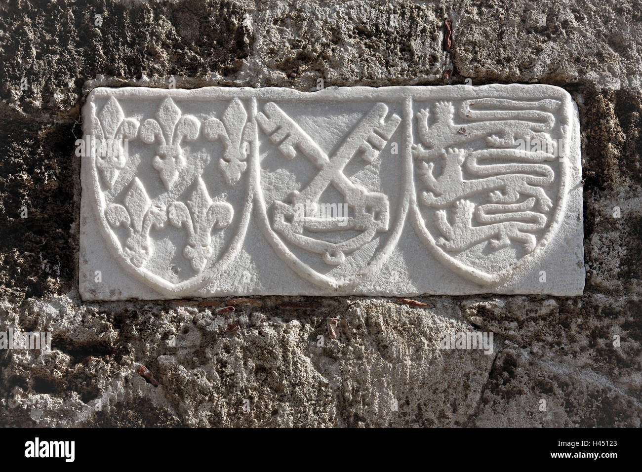 L'Europa, Sud, Europa, Grecia, isola di Rodi, parte nord, Rodi, Ritterstrasse, umettare le braccia in una parete esterna, dettaglio Foto Stock