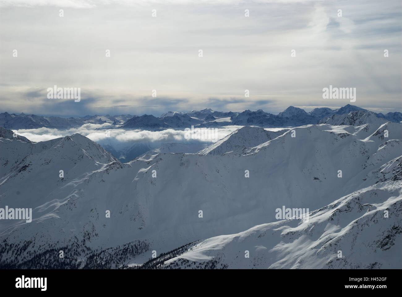 Panorama di montagna, inverno, Foto Stock