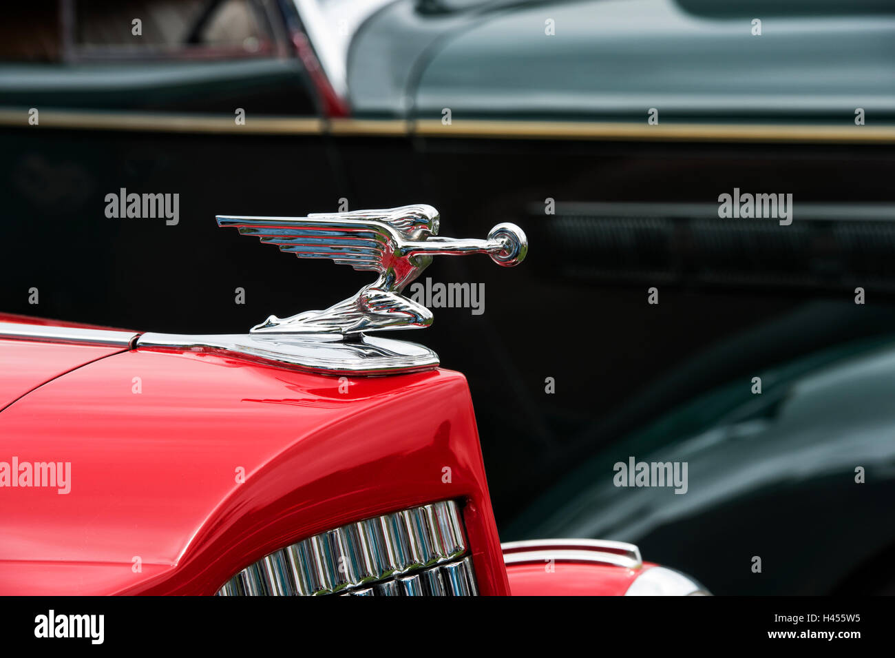 Dea della velocità ornamento del cofano su un 1937 Packard 120. Classic vintage americano auto Foto Stock