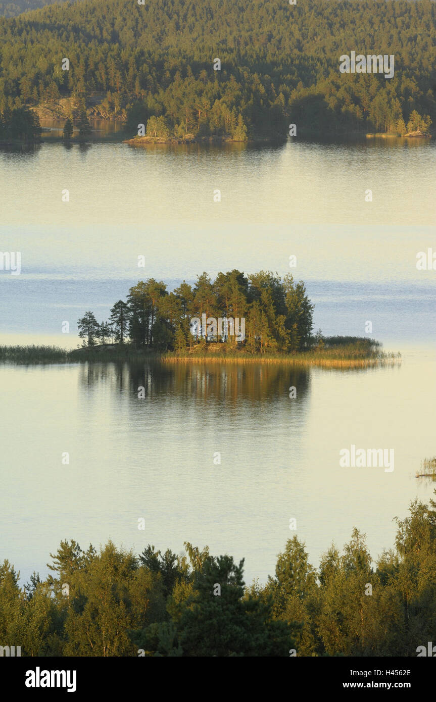 Regione dei laghi finlandese, laghi e isole, foresta, Finlandia, Rantasalmi, NP Linnansaari, Lago Saimaa, Foto Stock