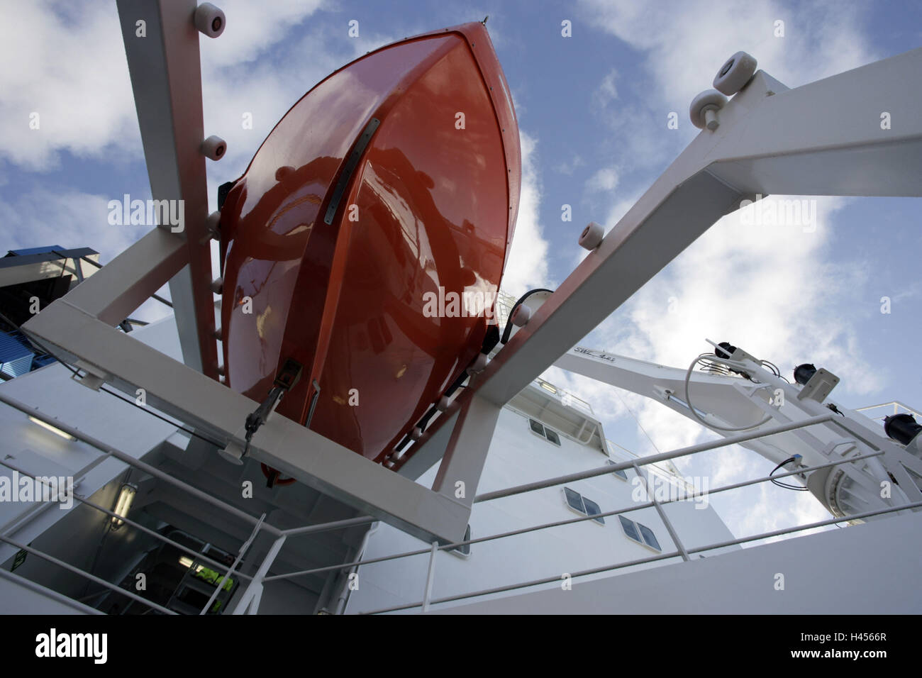 Cantiere Navale, costruito di recente, nave scialuppa di salvataggio, Foto Stock