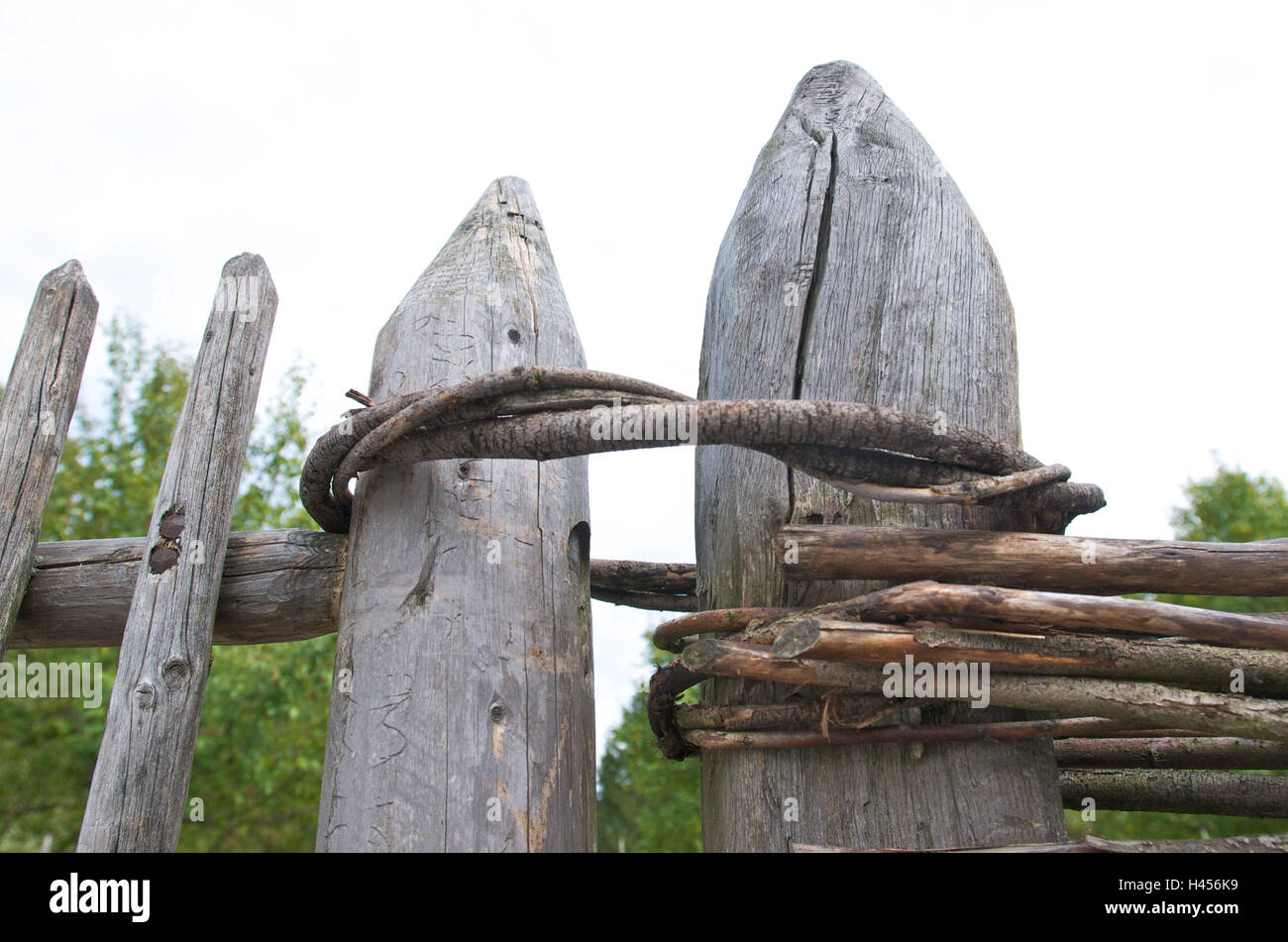 Staccionata in legno, gate, chiusura, intrecciato Foto Stock