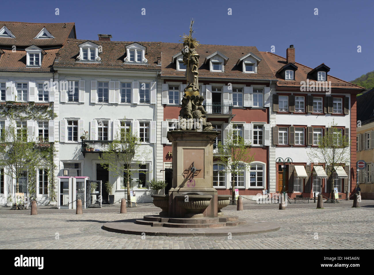 Germania, Baden-Württemberg, Heidelberg, mercato del grano, ben, facciate di case, Foto Stock