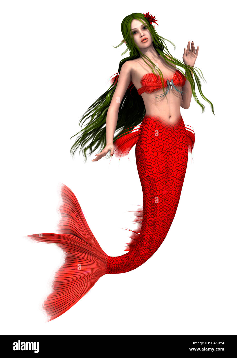 3D rendering di una fantasia mermaid isolati su sfondo bianco Foto Stock 3D rendering di una fantasia mermaid isolati su sfondo bianco Foto Stock