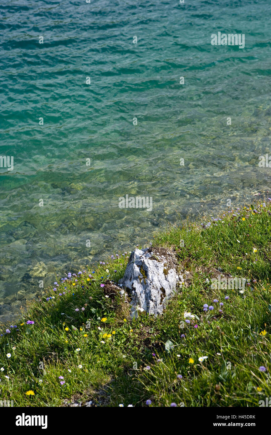 La Svizzera, dei Grigioni, Prättigau, chiostro, St. Antönien, Partnunsee, Riva, Foto Stock