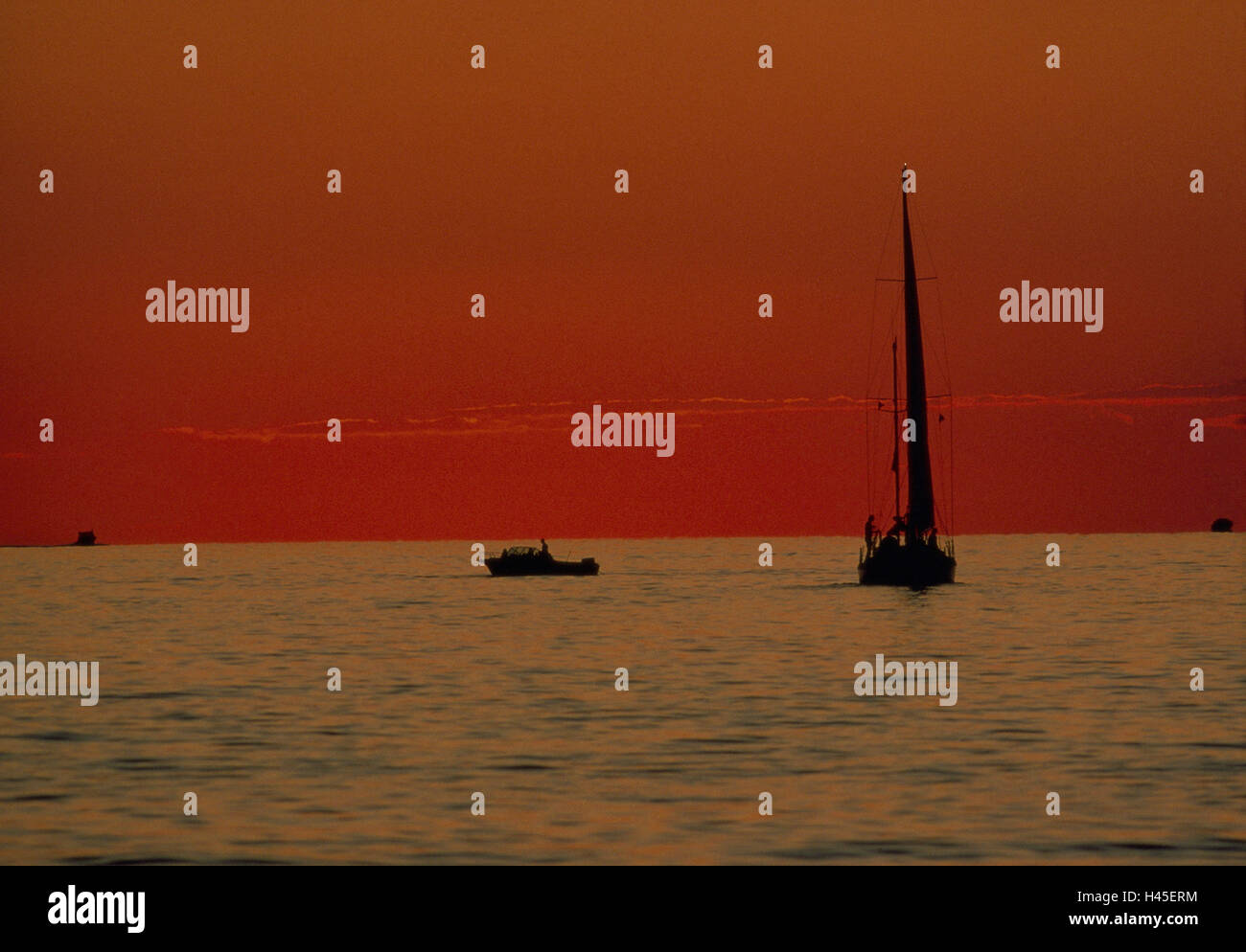 Gli Stati Uniti, Florida, Key West, barche a vela, sera, sul mare di post-incandescenza, atmosfera serale, stivali, acqua, Horizon, Foto Stock