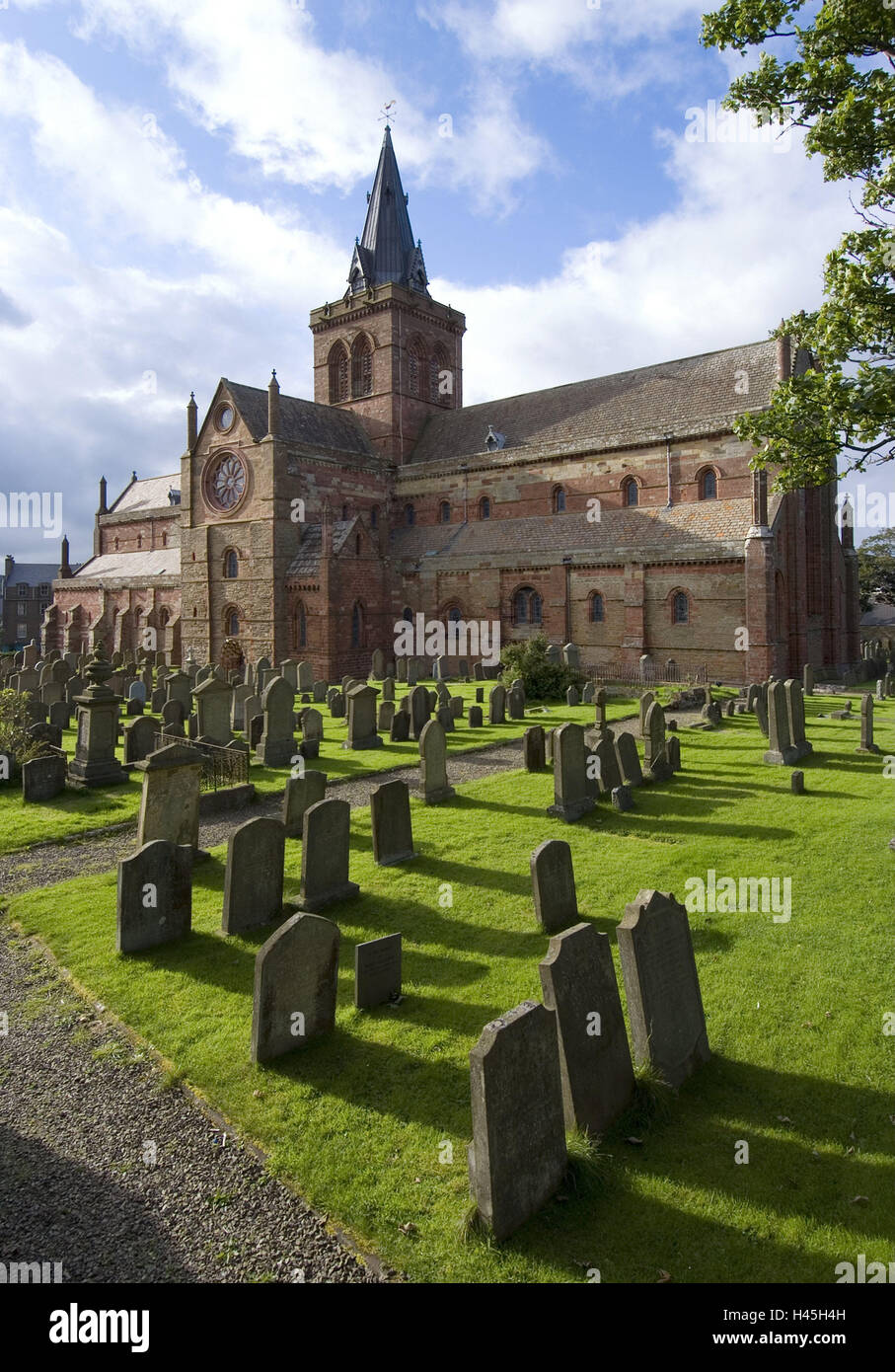 Gran Bretagna, Scozia, isole Orcadi, isola di terraferma, Kirkwall, cattedrale, cimitero, Foto Stock