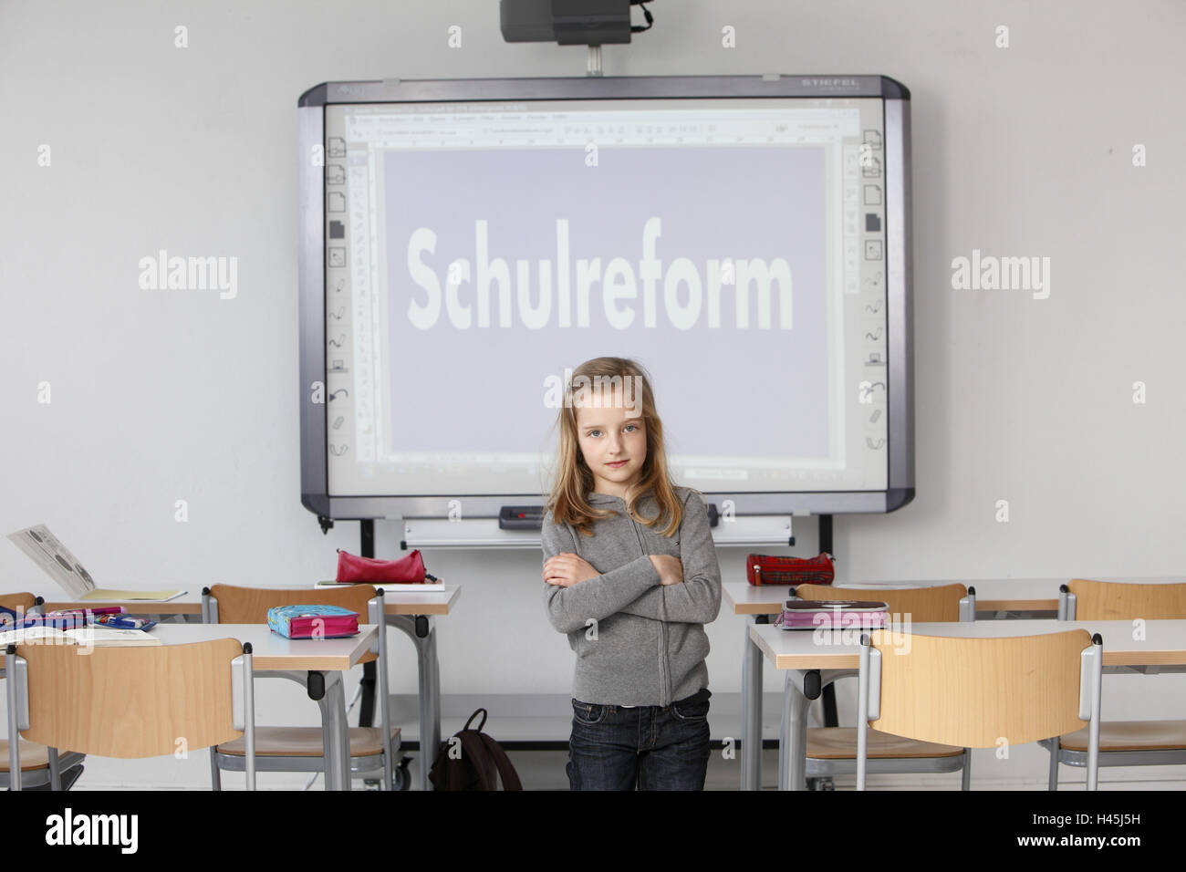 Le ragazze, aule, stand, Foto Stock