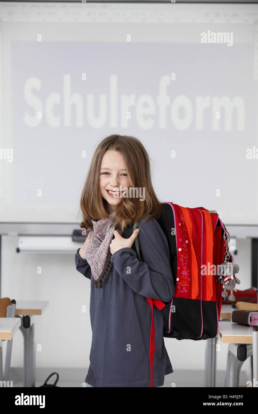 Le ragazze, stand, scuola cassa, l educazione, la scuola Foto Stock